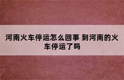 河南火车停运怎么回事 到河南的火车停运了吗